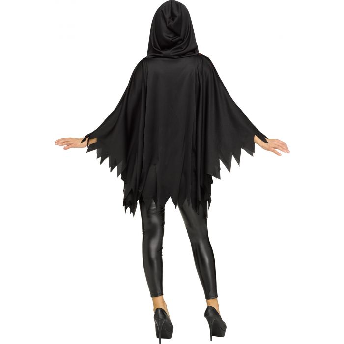Glittering Ghost Face Poncho - Adult (back)
