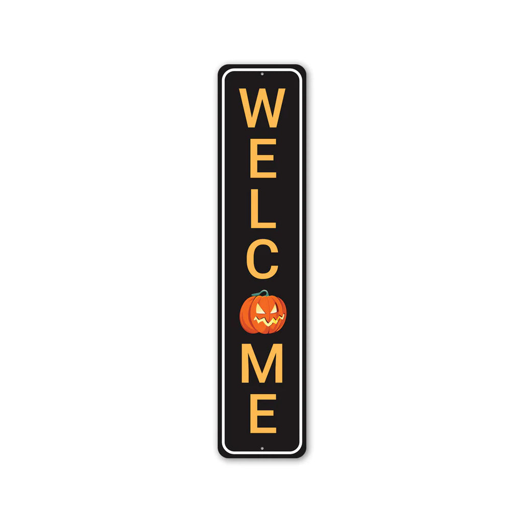 Welcome Pumpkin Sign - black