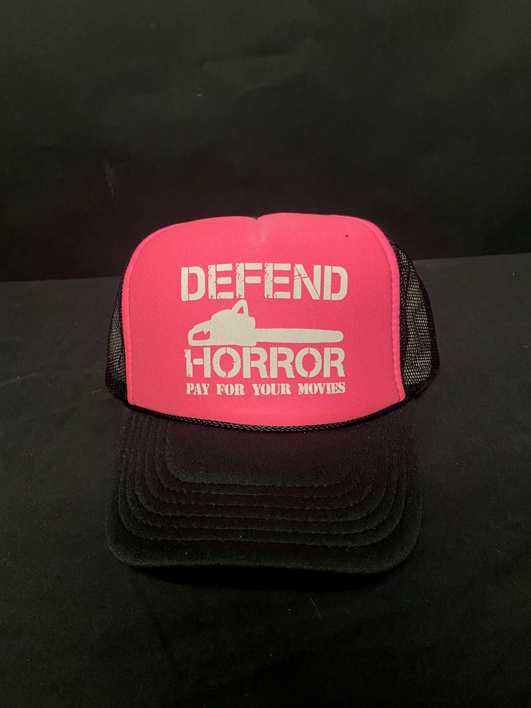Defend Horror Chainsaw Trucker Hat - Pink
