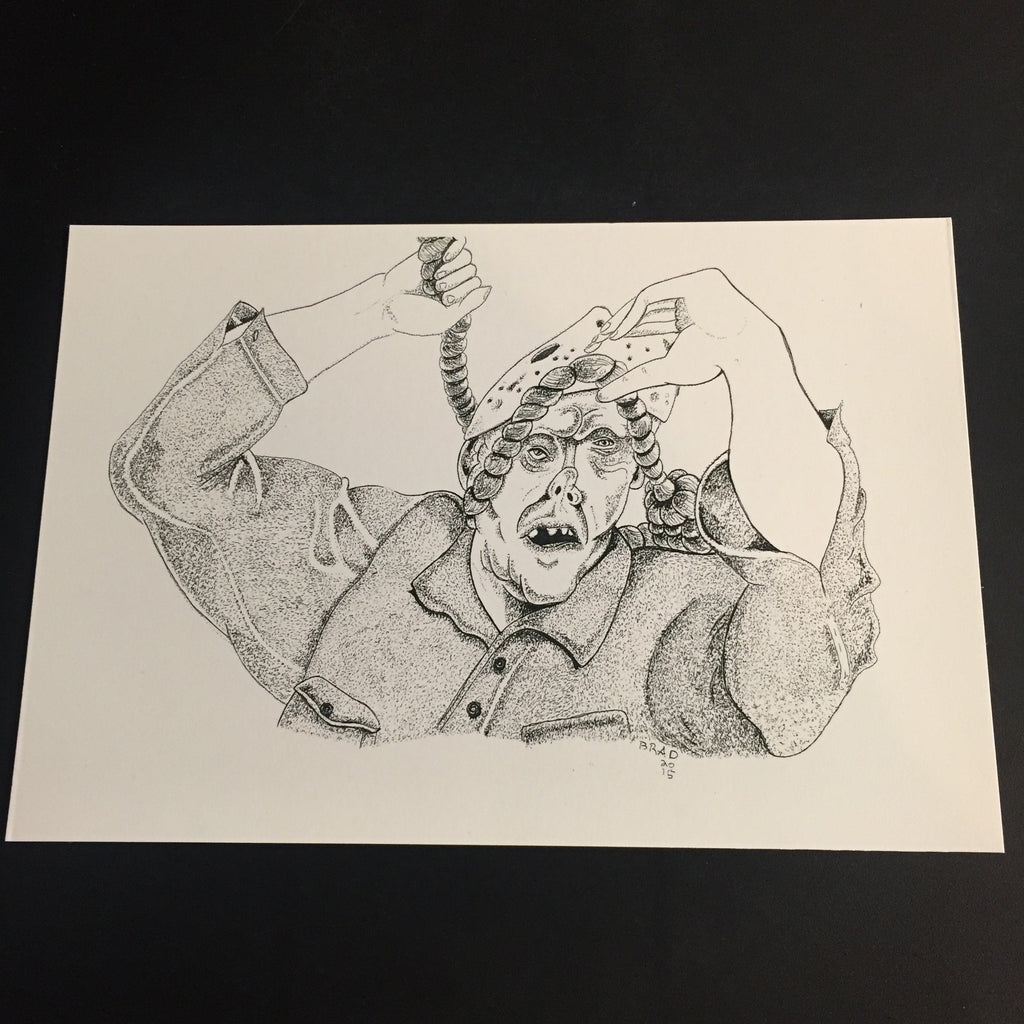 8 x 6 Horror Art Print  of Unmasked Jason Voorhees