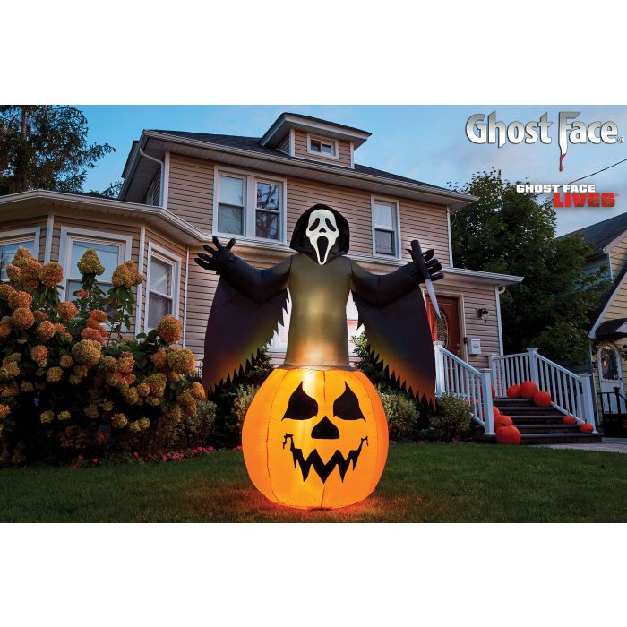 Ghost Face Pumpkin Lawn Inflatable