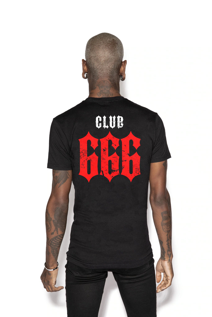 Black 666 Club Shirt for men - back view