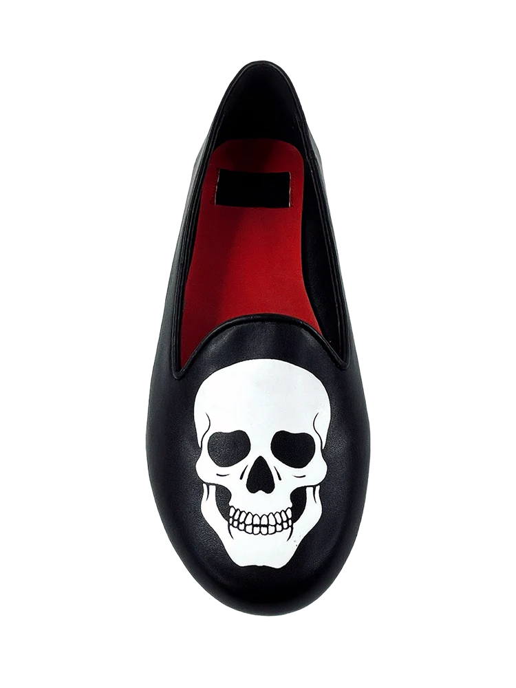 Lydia Skull Flats in Black and White - front