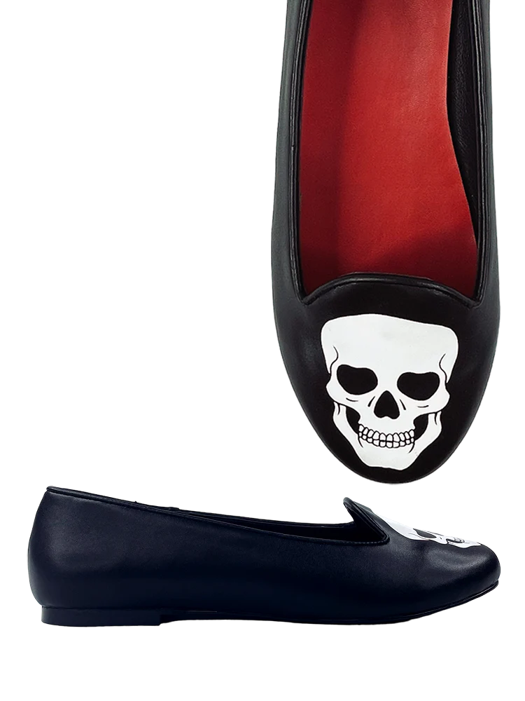 Lydia Skull Flats in Black and White