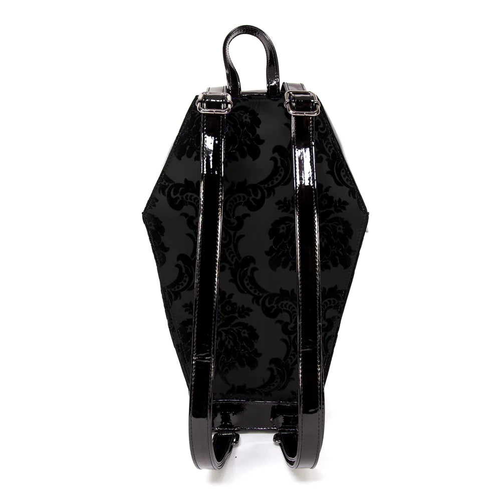 Damask Coffin Backpack in Black - back