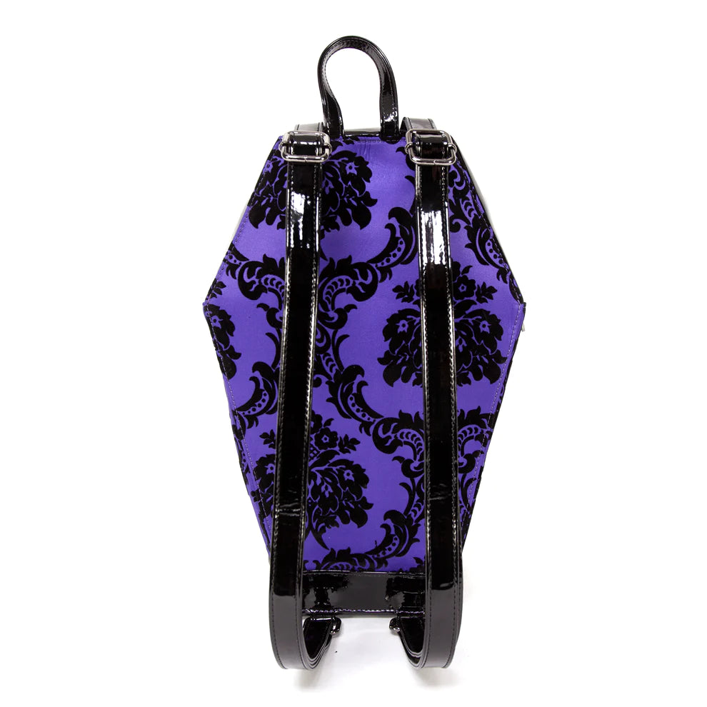 Damask Coffin Backpack in Purple - back
