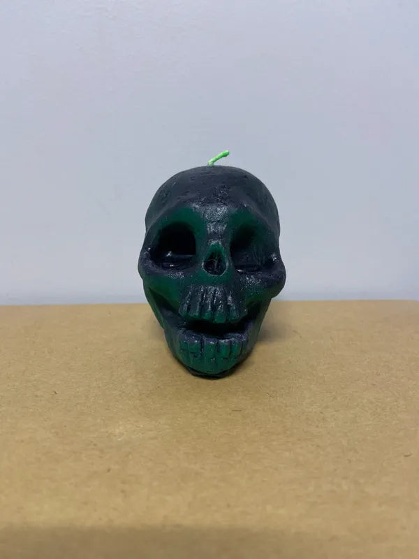 Black/Tobacco Suede Scent Skull Candle