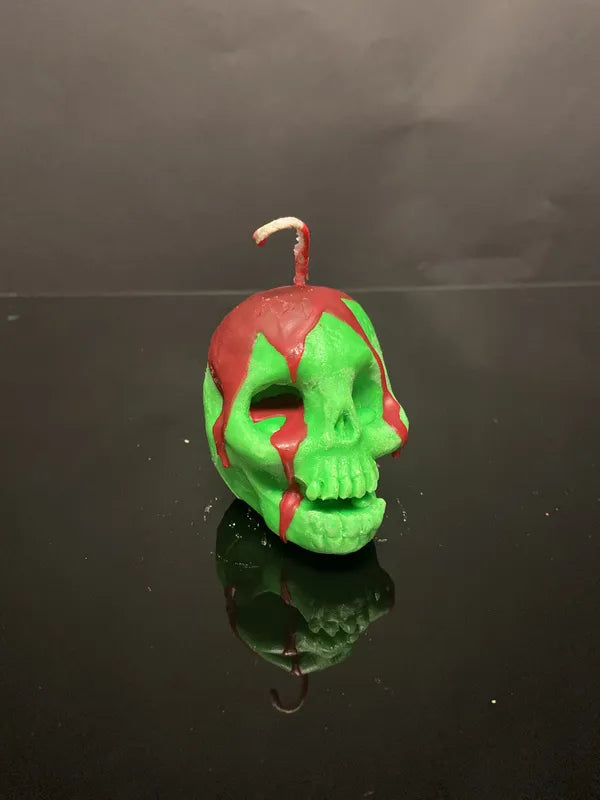 Green with Red Ooze And Sugar Bones Scent Skull Candle