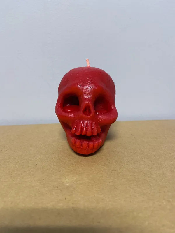 Red/Cinnamon Cider Scent Skull Candle