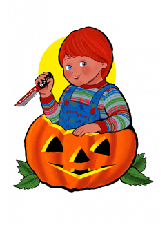 Chucky Wall Decor Series 1 - Child's Play (chucky in pumpkin with knife)