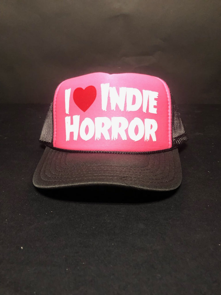 I Love Indie Horror Trucker Hat -Pink