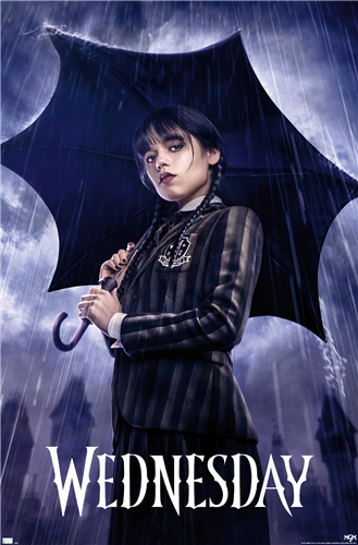 Wednesday Adams with an umbrella Poster